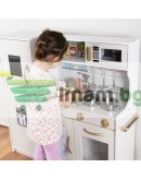 Дървена кухня с аксесоари, LED осветление и звук, бяла